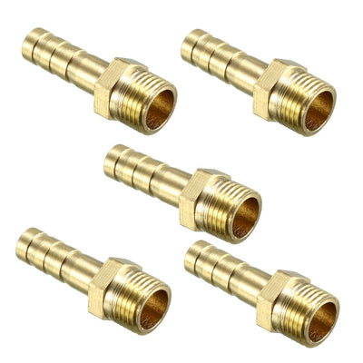 Harfington Uxcell Brass Barb Hose Fitting Connector Adapter 6mm Barbed x G1/8 Male Pipe 5pcs