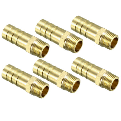 Harfington Uxcell Brass Barb Hose Fitting Connector Adapter 10mm Barbed x 1/8 PT Male Pipe 6pcs