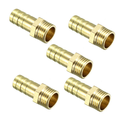 Harfington Uxcell Brass Barb Hose Fitting Connector Adapter 10mm Barbed x 1/4 PT Male Pipe 5pcs