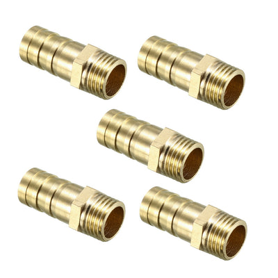 Harfington Uxcell Brass Barb Hose Fitting Connector Adapter 12mm Barbed x 1/4 PT Male Pipe 5pcs