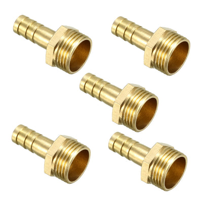 Harfington Uxcell Brass Barb Hose Fitting Connector Adapter 8mm Barbed x G3/8 Male Pipe 5pcs