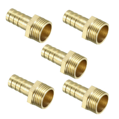 Harfington Uxcell Brass Barb Hose Fitting Connector Adapter 10mm Barbed x G3/8 Male Pipe 5pcs