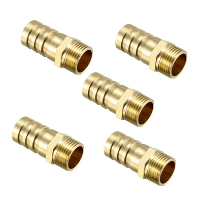 Harfington Uxcell Brass Barb Hose Fitting Connector Adapter 16mm Barbed x G3/8 Male Pipe 5pcs