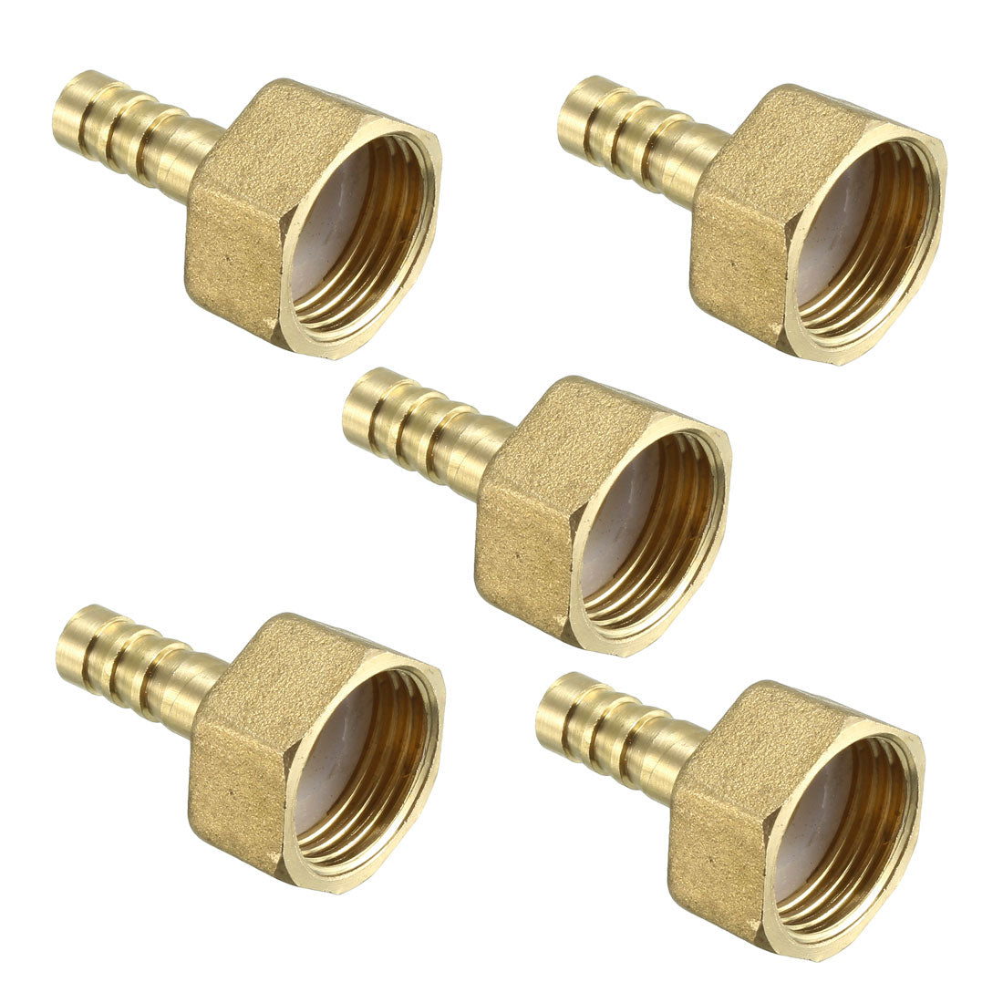 uxcell Uxcell Brass Barb Hose Fitting Connector Adapter 8mm Barbed x 1/2 PT Female Pipe 5pcs