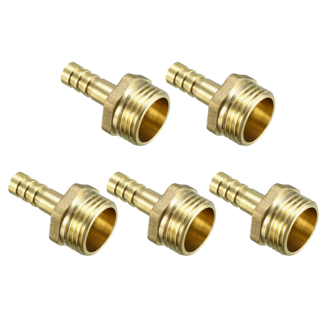 uxcell Uxcell Brass Barb Hose Fitting Connector Adapter 8.5mm Barbed x G1/2 Male Pipe 5pcs