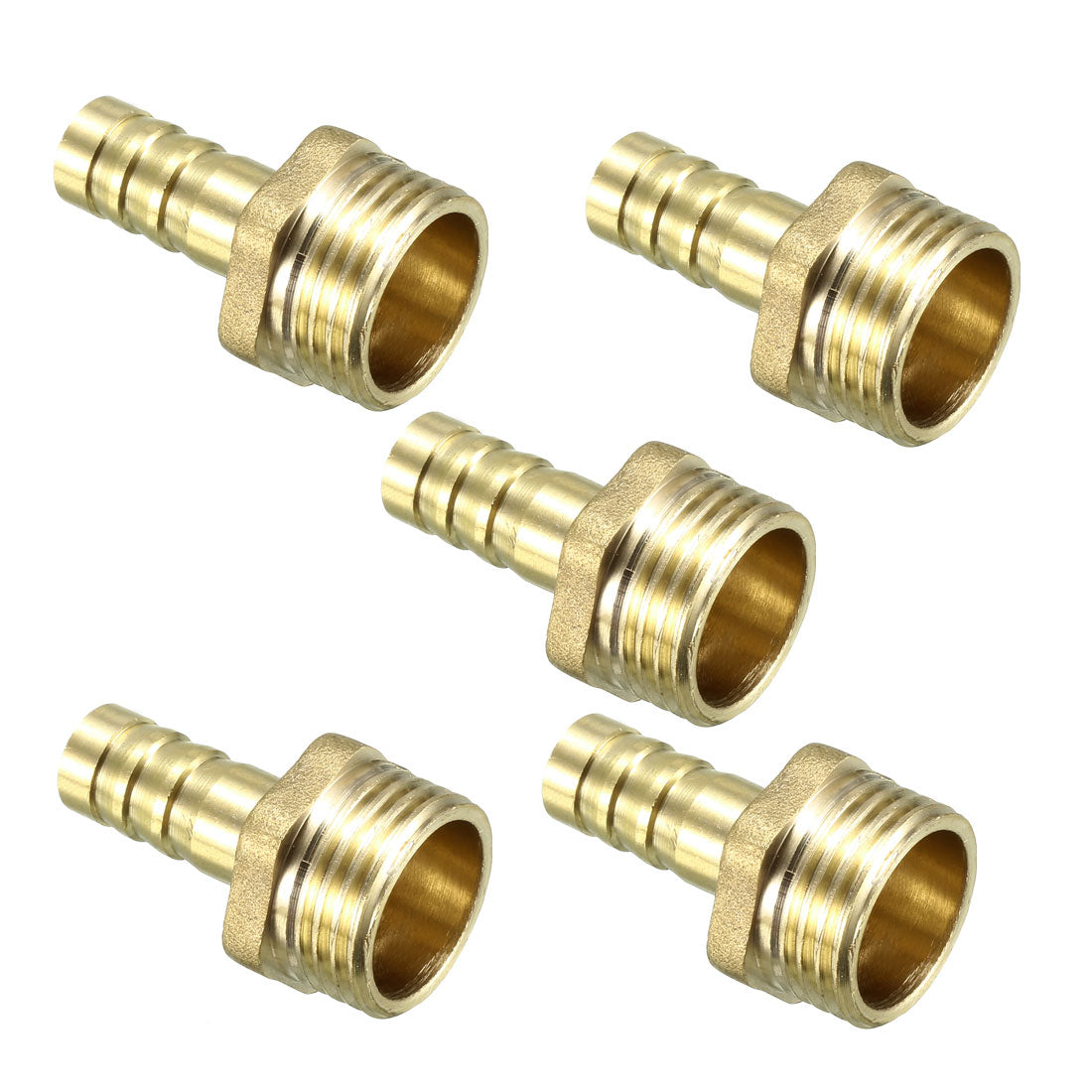 uxcell Uxcell Brass Barb Hose Fitting Connector Adapter 10mm Barbed x 1/2 PT Male Pipe 5pcs