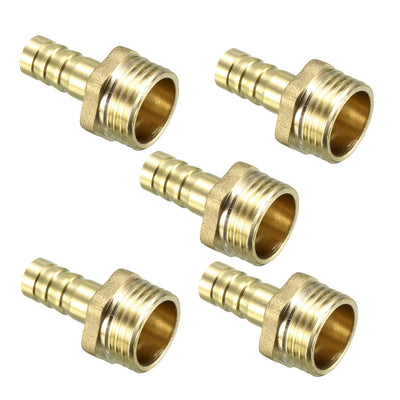 Harfington Uxcell Brass Barb Hose Fitting Connector Adapter 10mm Barbed x 1/2 PT Male Pipe 5pcs