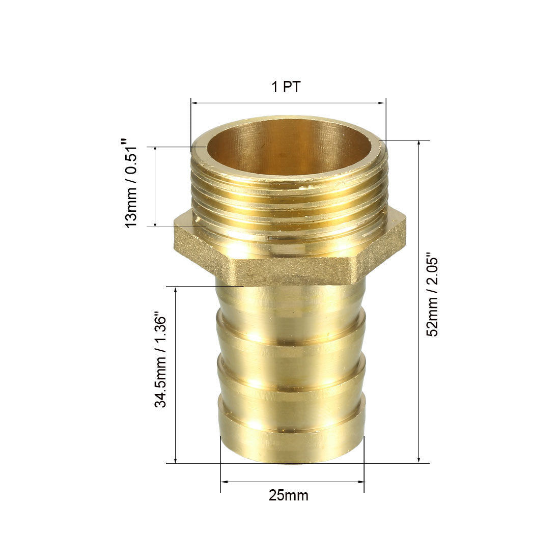 uxcell Uxcell Messing Schlauchanschlussstück Rohrverbinder Tülle x 1 PT Stecker Außenrohr 25mm de