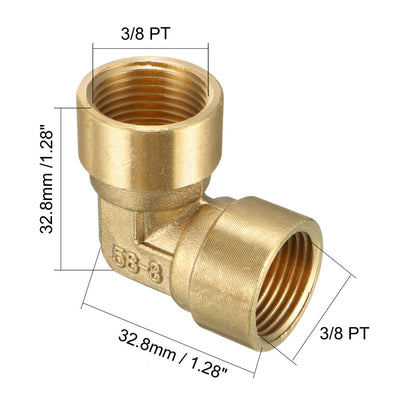 Harfington Uxcell Brass Elbow Pipe Fitting 90 Degree 3/8 PT Female x 3/8 PT Female Coupling