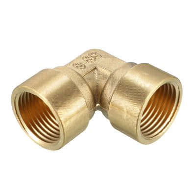 Harfington Uxcell Brass Elbow Pipe Fitting 90 Degree 3/8 PT Female x 3/8 PT Female Coupling