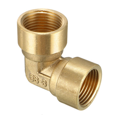 Harfington Uxcell Brass Elbow Pipe Fitting 90 Degree 3/8 PT Female x 3/8 PT Female Coupling