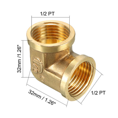 Harfington Uxcell Brass Elbow Pipe Fitting 90 Degree 1/2 PT Female x 1/2 PT Female Coupling