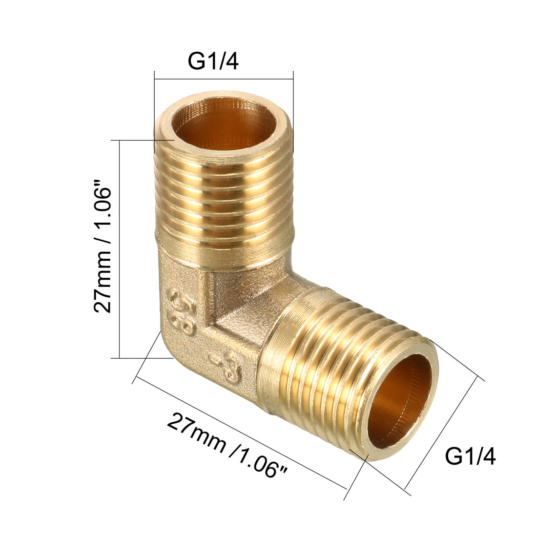 uxcell Uxcell Brass Elbow Pipe Fitting 90 Degree G1/4 Male x G1/4 Male Connector 2pcs