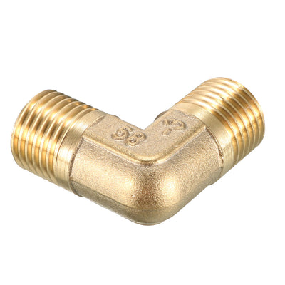 Harfington Uxcell Brass Elbow Pipe Fitting 90 Degree G1/4 Male x G1/4 Male Connector 2pcs