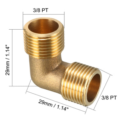 Harfington Uxcell Brass Elbow Pipe Fitting 90 Degree 3/8 PT Male x 3/8 PT Male Connector