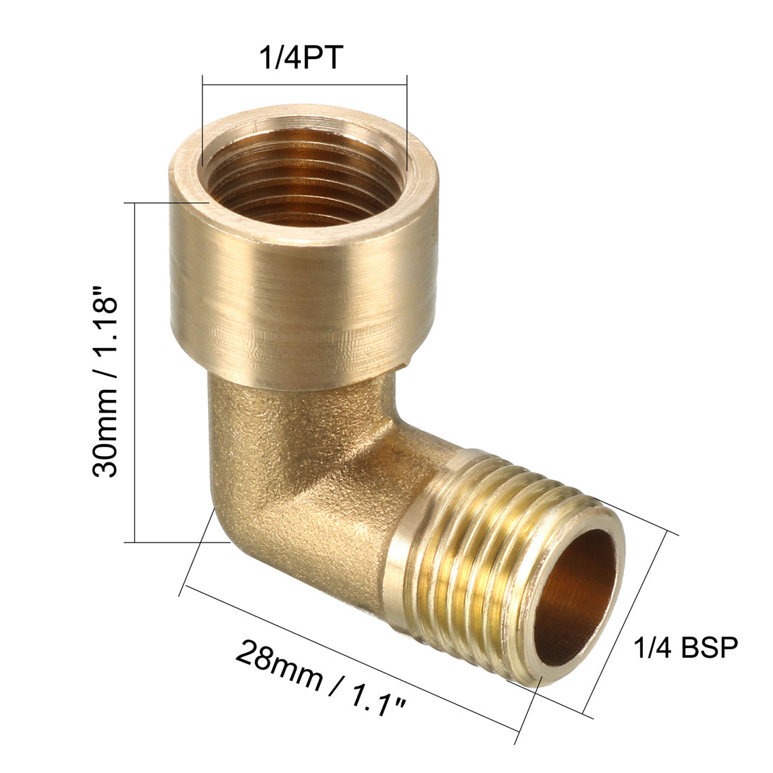 uxcell Uxcell Brass Elbow Pipe Fitting 90 Degree 1/4 BSP Male x 1/4 PT Female Coupler