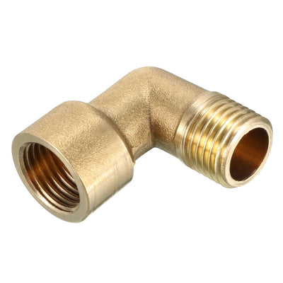 Harfington Uxcell Brass Elbow Pipe Fitting 90 Degree 1/4 BSP Male x 1/4 PT Female Coupler 5pcs