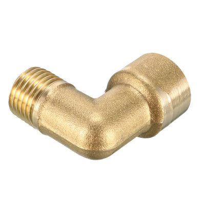 Harfington Uxcell Brass Elbow Pipe Fitting 90 Degree 1/4 BSP Male x 1/4 PT Female Coupler 5pcs