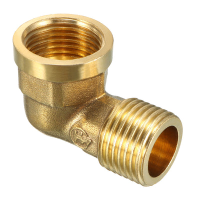 Harfington Uxcell Brass Elbow Pipe Fitting 90 Degree 1/2 BSP Male x 1/2 PT Female Coupler