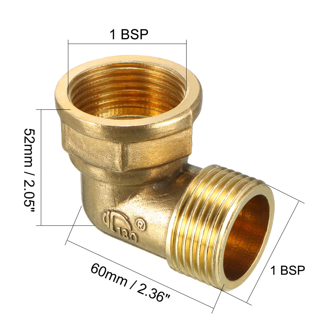 uxcell Uxcell Brass Elbow Pipe Fitting 90 Degree 1 BSP Male x 1 BSP Female Coupler