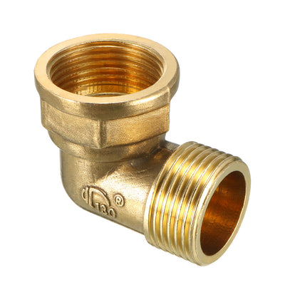 Harfington Uxcell Brass Elbow Pipe Fitting 90 Degree 1 BSP Male x 1 BSP Female Coupler