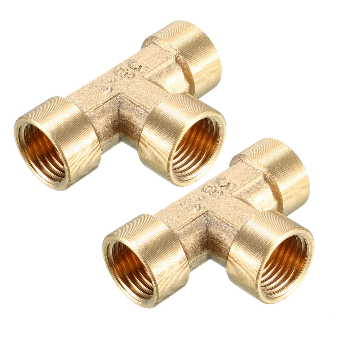 uxcell Uxcell Brass Tee Pipe Fitting 1/4 PT Female Thread T Shape Connector Coupler 2pcs