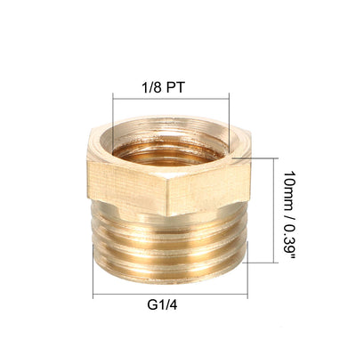 Harfington Uxcell Brass Threaded Pipe Fitting G1/4 Male x 1/8 PT Female Hex Bushing Adapter 2pcs