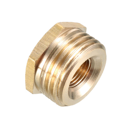 Harfington Uxcell Brass Threaded Pipe Fitting 1/2 PT Male x 1/8 PT Female Hex Bushing Adapter 3pcs