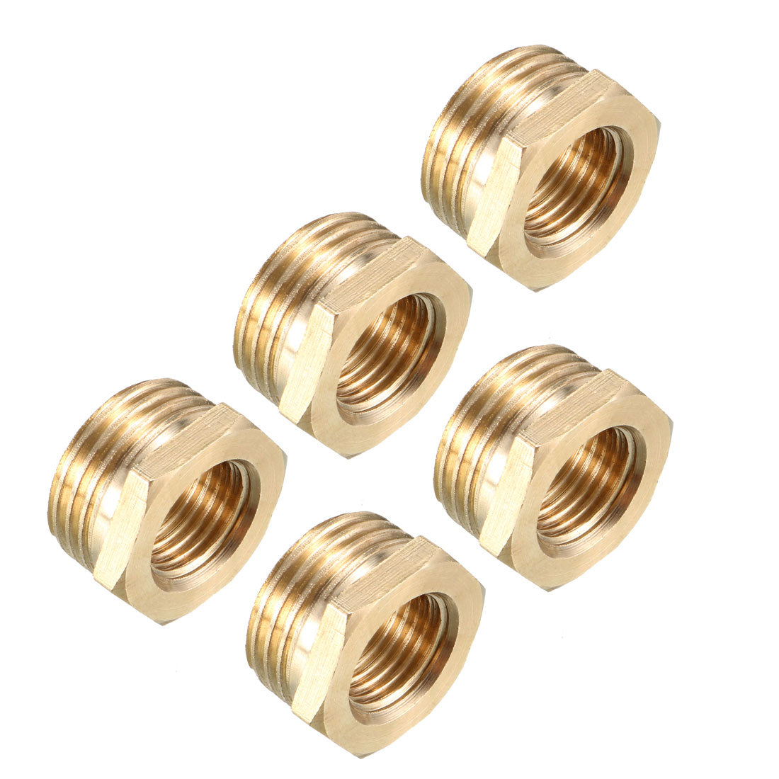 uxcell Uxcell Brass Threaded Pipe Fitting 1/2 BSP Male x 1/4 PT Female Hex Bushing 5pcs