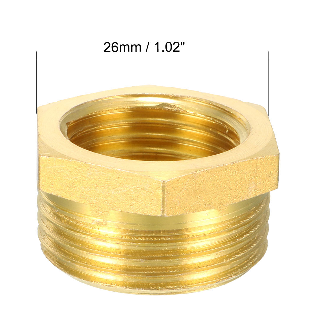 uxcell Uxcell Brass Threaded Pipe Fitting G3/4 Male x G1/2 Female Hex Bushing Adapter 2pcs