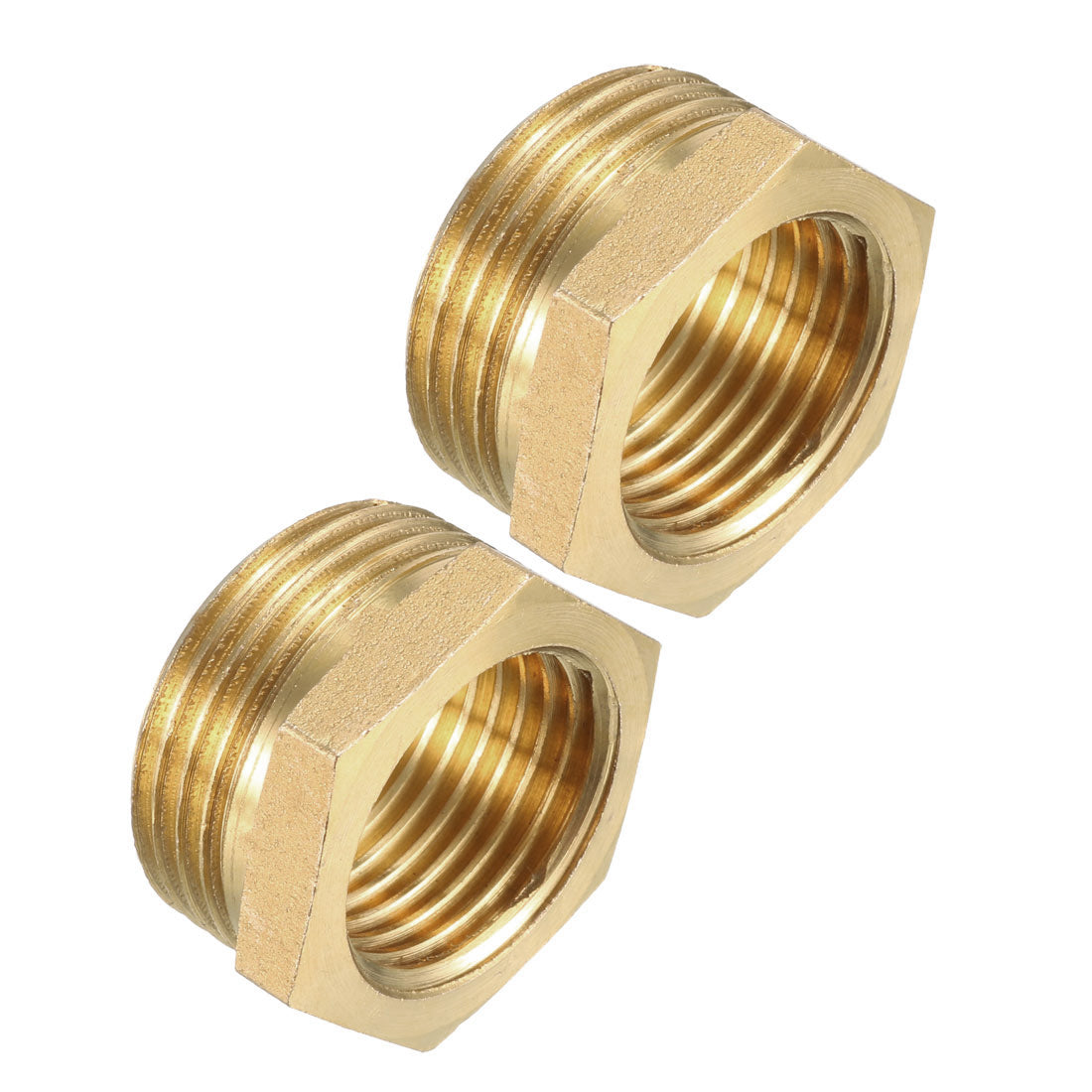 uxcell Uxcell Brass Threaded Pipe Fitting G3/4 Male x G1/2 Female Hex Bushing Adapter 2pcs