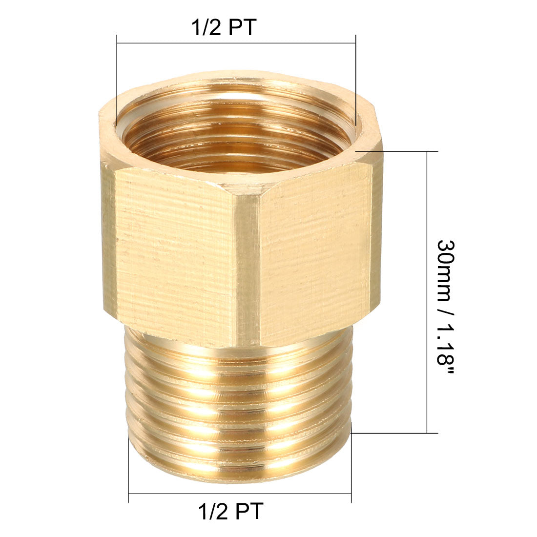 uxcell Uxcell Brass Threaded Pipe Fitting 1/2 PT Male x 1/2 PT Female Coupling 5pcs