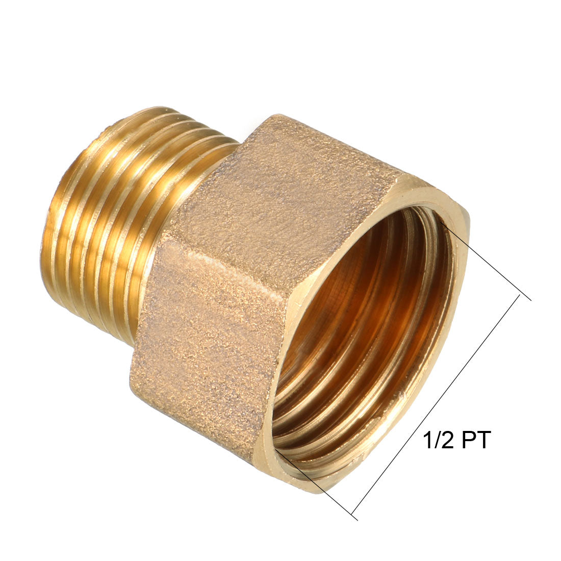 uxcell Uxcell Brass Threaded Pipe Fitting 3/8 PT Male x 1/2 PT Female Coupling