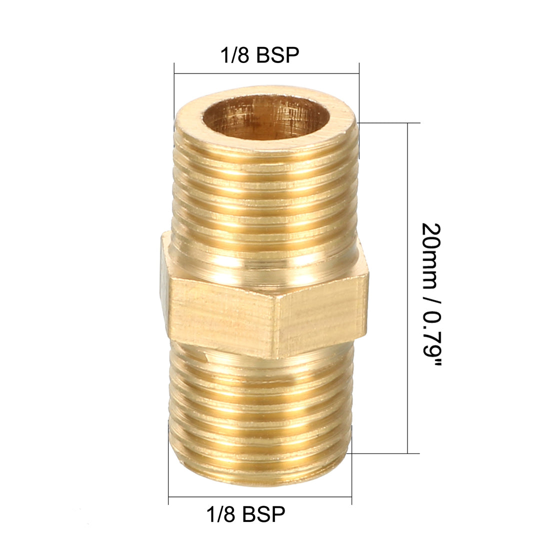 uxcell Uxcell 3 Stk.Rohr Montage Hexagon Nippel 1/8 PT Außenx1/8 PT Außen Gewinde Messing