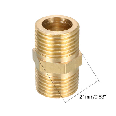 Harfington Uxcell Brass Pipe Fitting Hex Bushing 1/2 BSP Male x 1/2 BSP Male Thread Connector 5pcs