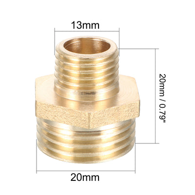 Harfington Uxcell Brass Pipe Fitting Reducing Hex Bushing 1/2 BSP Male x 1/4 BSP Male Adapter 2pcs