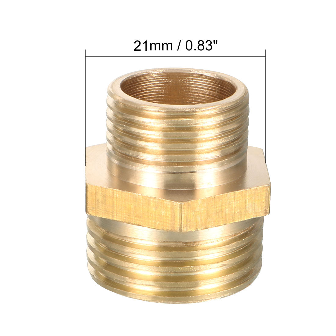 uxcell Uxcell Brass Pipe Fitting Reducing Hex Bushing 1/2 BSP Male x 3/8 BSP Male Adapter 2pcs