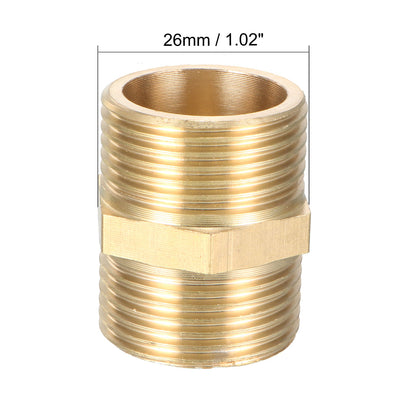 Harfington Uxcell Brass Pipe Fitting Hex Bushing 3/4 BSP Male x 3/4 BSP Male Thread Connectors