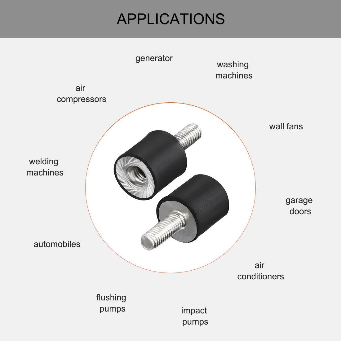 uxcell Uxcell 8Stk.M3*8 Stecker Buchse Gummihalterungen Schwingungsisolatoren Stoßdämpfer 8 mm x  8mm Schwarz