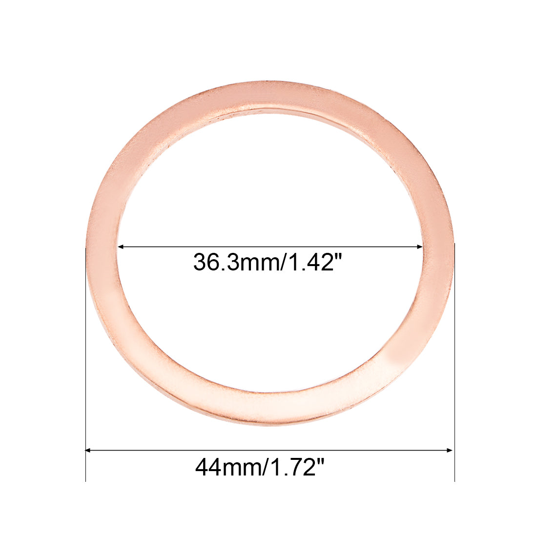 uxcell Uxcell 2Pcs 36.3mm x 44mm x 2mm Copper Flat Washer for Screw Bolt