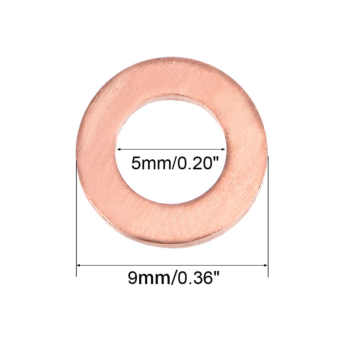 uxcell Uxcell 25Pcs 5mm x 9mm x 1mm Copper Flat Washer for Screw Bolt