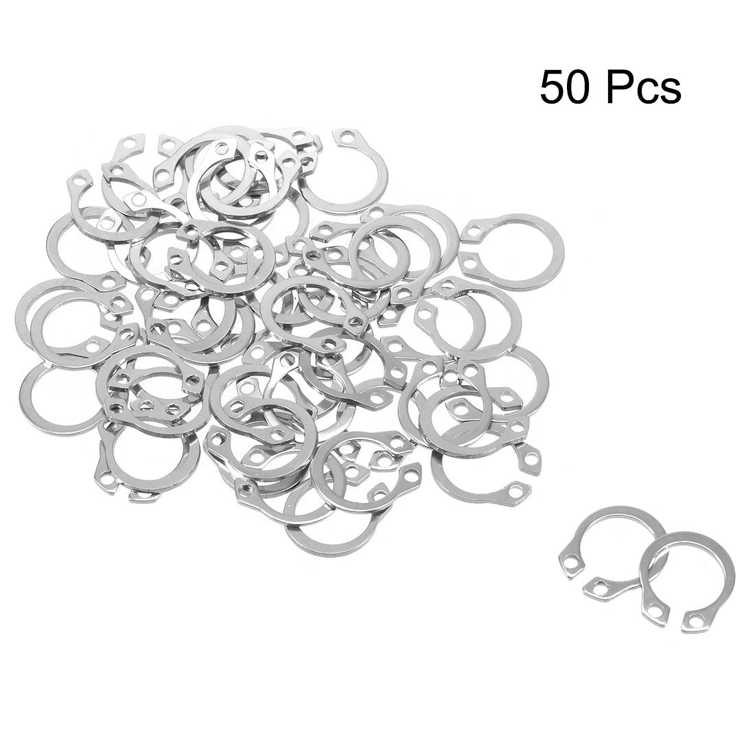 uxcell Uxcell 13.7mm External Circlips Retaining Shaft Snap Rings 304 Stainless Steel 50pcs