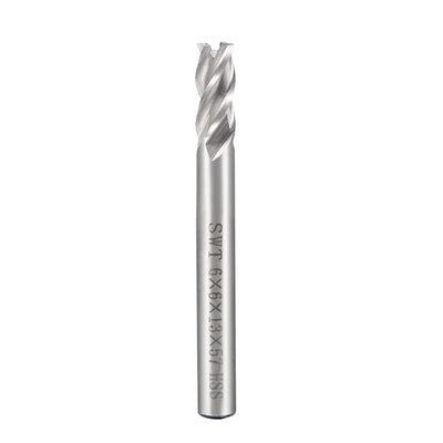 Harfington Uxcell High Speed Steel HSS-AL 4 Flute Straight End Mill Cutter CNC Router Bits, 6 x 6 x 13mm