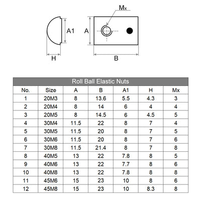 Harfington Uxcell Roll-In Spring M3 T Nut 2020 Series Aluminum Extrusion, for 5mm T Slot 12 Pcs