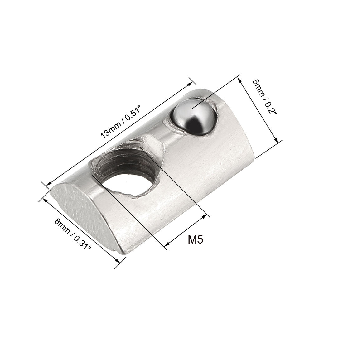 uxcell Uxcell Roll-In Spring M5 T Nut 2020 Series Aluminum Extrusion, for 6mm T Slot 10 Pcs