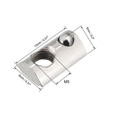 Harfington Uxcell Roll-In Spring M5 T Nut 2020 Series Aluminum Extrusion, for 6mm T Slot 10 Pcs