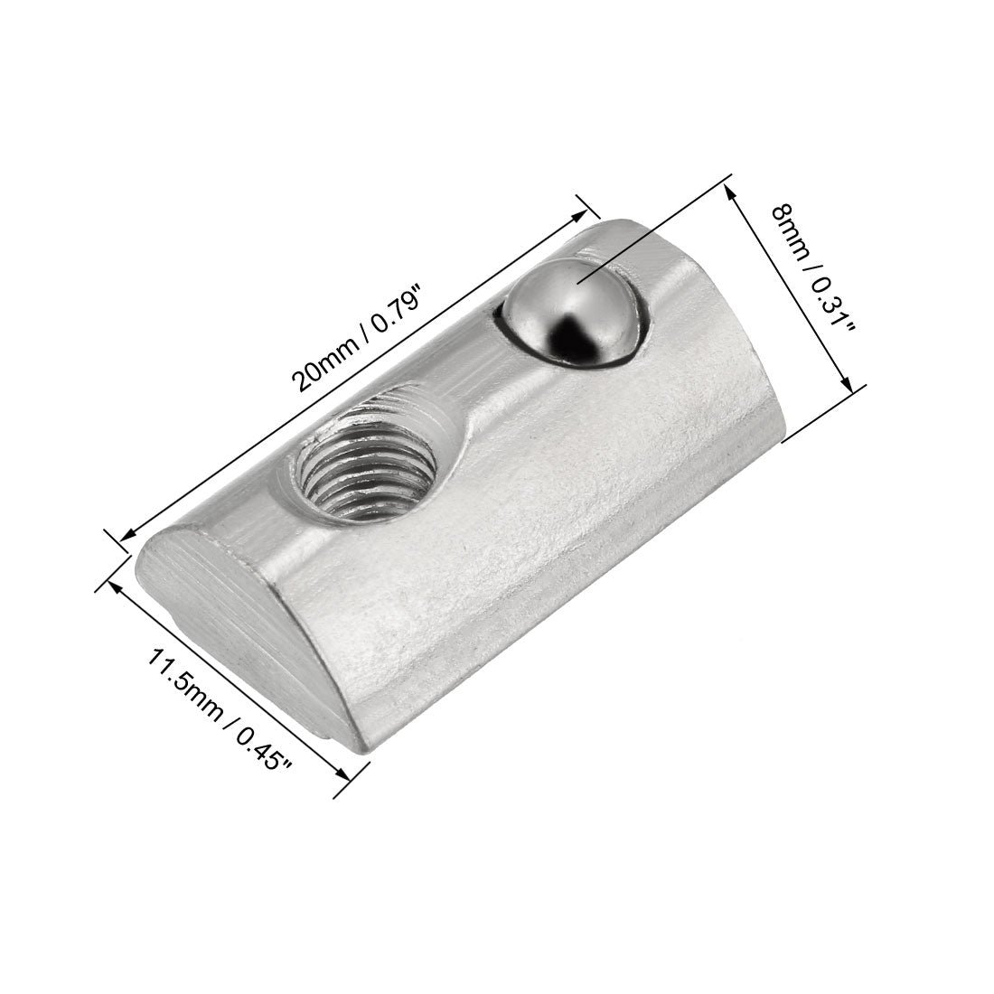 uxcell Uxcell Roll-In Spring M5 T Nut 3030 Series Aluminum Extrusion, for 7.5mm T Slot 12 Pcs