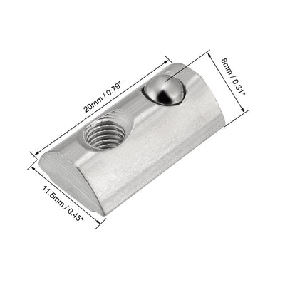 Harfington Uxcell Roll-In Spring M5 T Nut 3030 Series Aluminum Extrusion, for 7.5mm T Slot 12 Pcs