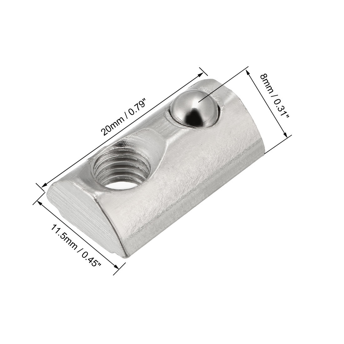 uxcell Uxcell Roll-In Spring M6 T Nut 3030 Series Aluminum Extrusion, for 7.5mm T Slot 12 Pcs