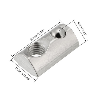 Harfington Uxcell Roll-In Spring M6 T Nut 3030 Series Aluminum Extrusion, for 7.5mm T Slot 12 Pcs